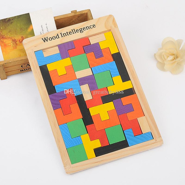 Wooden Tetris Puzzle Jigsaw Intellectual Building Block and Training Toy for Early Education Children wood intellegence Toys C3349