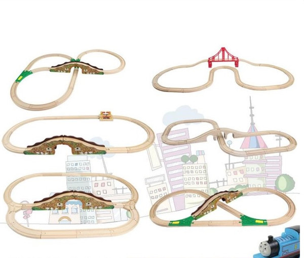 Wooden tracks for small trains toys 8 Styles Beech wood Tomas and Friends railway train track set