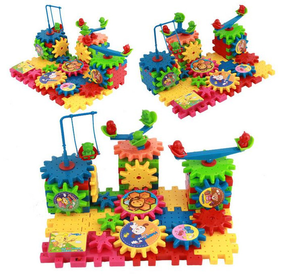 Develop Wisdom Children's Electric Building Blocks Assembly Electronic Gear Assembly Jigsaw Puzzle Plastic Toys Free Shipping