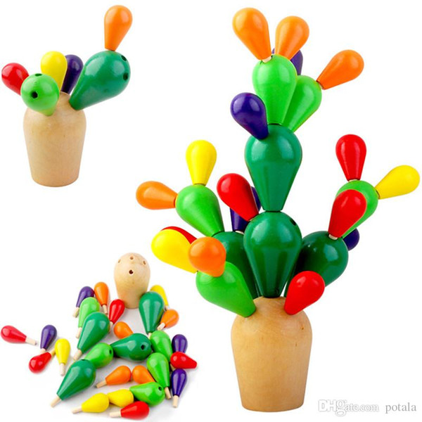 23*22CM Prickly pear cactus wooden children toys intelligence Green cannibalize splicing disassembly Preschool Creative Blocks wooden toys