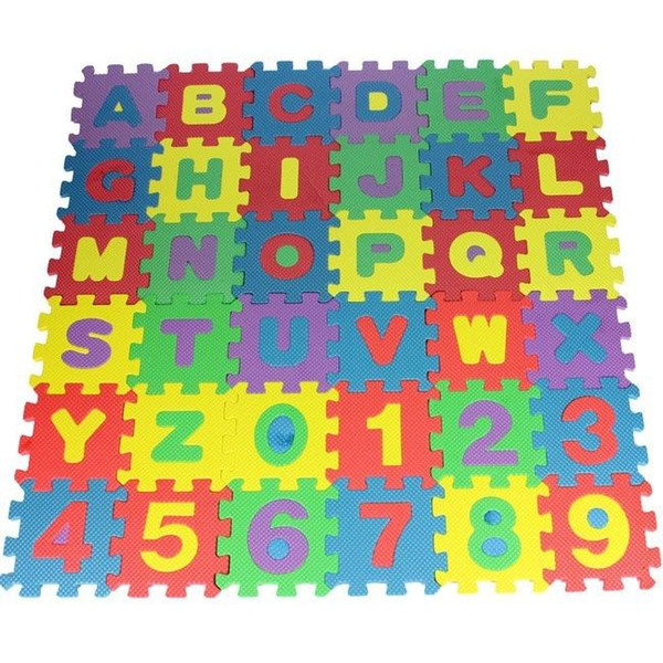 BIG 36 pcs Baby Kids Alphanumeric Educational Puzzle Blocks Infant Child Toy Gif