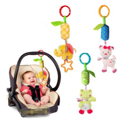 New Hot Sell Animal 4Style Newborn Infant Baby IQ Development Plush Toys Bed Stroller Car Hanging Playing Toy Musical Kids Rattles Mobiles I