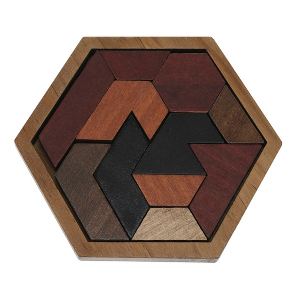 Creative Wooden Hexagon Jigsaw Puzzle Board Educational Toy 3D Puzzle Game Wooden Toy For Children Jigsaw Tangram Board Geometric Shape VB