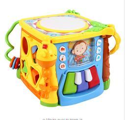 Puzzle Hand Drum Early Childhood Toys Plastic Music Six-Sided Box Light Education Kids Gift Entertainment Original Hobby