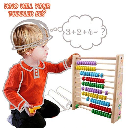 Classic Wooden Educational Counting Toy for Early Childhood Preschool Training Counting Number Frame Math Tool