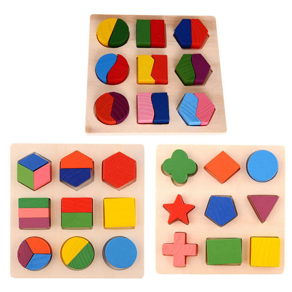 Baby Boys Girls Colorful Wooden Toys Children 3D Puzzle Geometry Learning Educational Toys Kids Jigsaw Puzzle Game