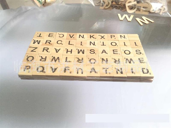 Wooden Blocks 26 English Letters/DIY Spelling Words Letter Wood Prints Natural Wood Blocks 100 Pieces/Package