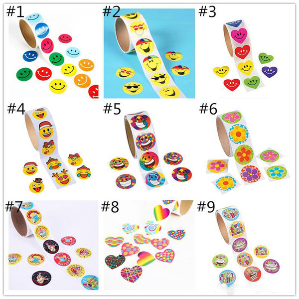 Kids cartoon Handwork adhesive stickers tapes cute Animals Emoji Loving heart Fish Birthday stickers 3.8x3.8cm