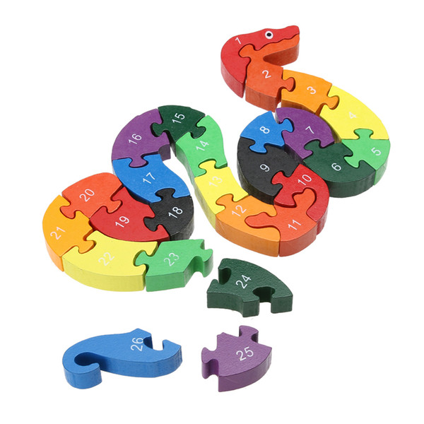 Children Educational Toys Puzzle 26 English Alphanumeric Digital Learning Baby Kids Lovely Snake Puzzle Toy Gift