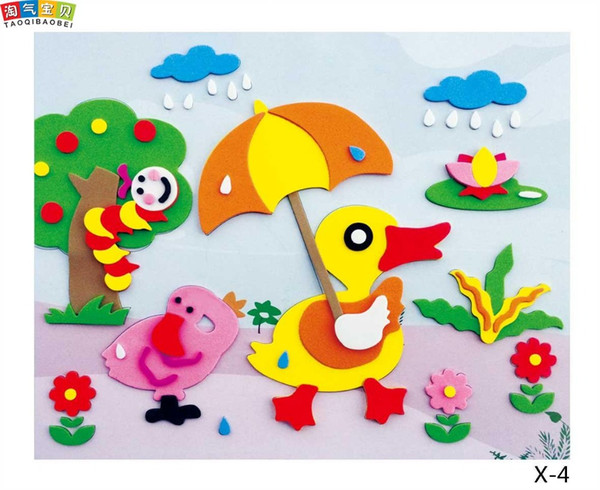 20 designs/lot DIY Cartoon Animal 3D EVA Foam Sticker Puzzle Series E Early Learning Education Toys for Children