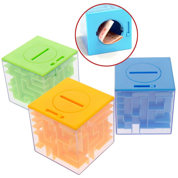 3D 3 Color Puzzle Money Bank Case Coin Collection Gift Storage Box Small Children Maze Money Box For Children Intellectual Development