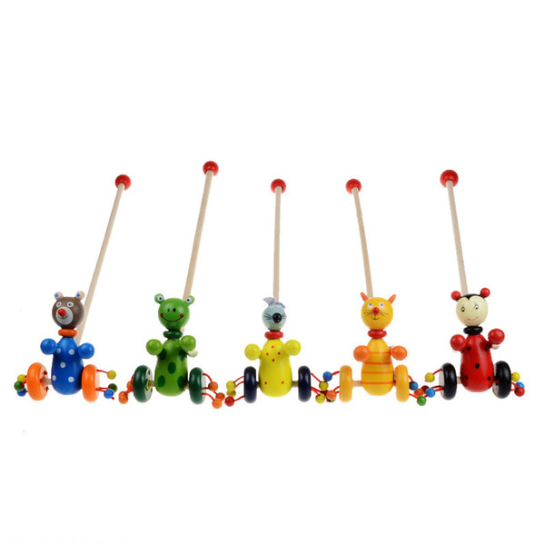 Wooden Cartoon Animal Push Cart Toy For Baby Children Puzzle Toys Gift Many Styles 5sw C R