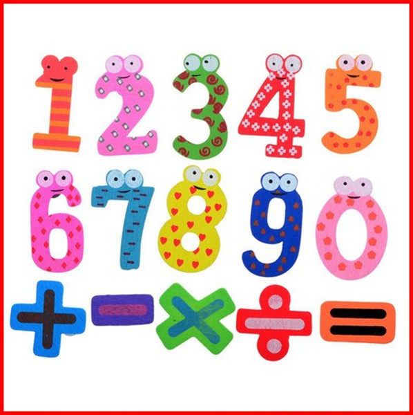 Hot Selling Set 15 Number Funky Wooden Fridge Colorful Magnets Numbers Magnetic Education Learn Cute Kid Baby Educational Toys Free Shipping