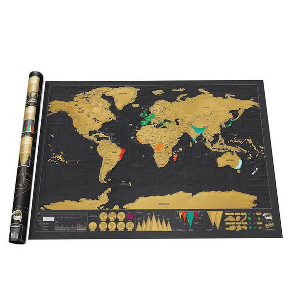 Deluxe Black World Map Travel Scrape Off World Maps Scratch map Vintage Retro Home Decorative Map Toys DIY Gift Education Learning Toys