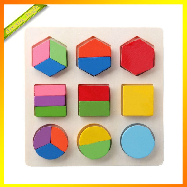 NEW Wooden Geometric Shape Sorting Boards Toy Recognition Division Plate Multicolour Teaching Aids Puzzle free shipping