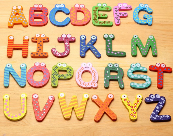 26pcs/set Children Kids English Alphabet Refrigerator Magnets Big Anti-Rust Thickened Baby Wooden Fridge Magnet Magnetic Sticker