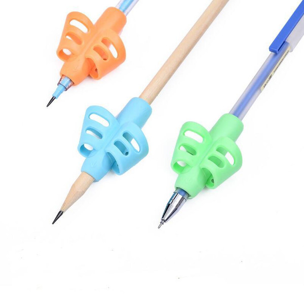 Pen Grips Two-finger silicone Pencil Grips Three-color mixing Student stationery writing posture corrector Pencil cover love writing