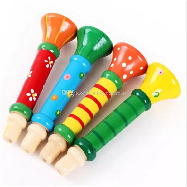 Colorful Wooden Trumpet Buglet New Arrival Hooter Bugle Educational Toys Kids Children Toy Musical Instrument Wholesale Low Price aa216-222