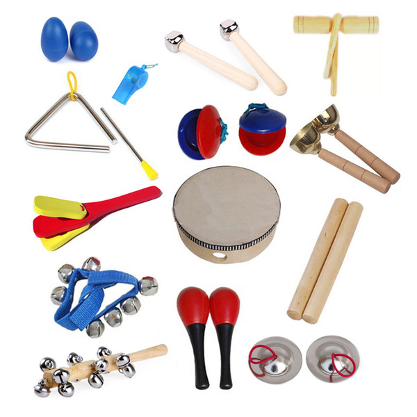 14 types Kids Preschool Early Education Toy Orff Musical Rhythm Percussion Instruments Set Kit