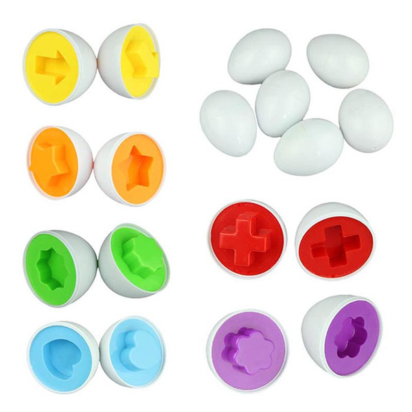 Hot 6 eggs/set Education Learning toys Mixed Shape Wise Pretend Puzzle Smart Eggs Baby Kid Egg Learning Puzzles for Children