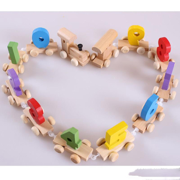 For Baby Kids Assemble Toys Novelty Number Wood Train Figure Railway Toy Smooth Child Intelligence Development Model Durable