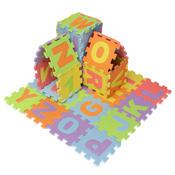 Wholesale- 36pcs/set Puzzle Number Letter Alphabet Eva Foam Mat Children Soft Developing Crawling Baby Play Pad Floor Rugs For Baby Games