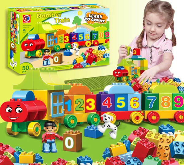 Building Blocks Plastic Digital Box 50 digital train car building blocks toys Children's Educational Intelligence Toys Safe Environmental