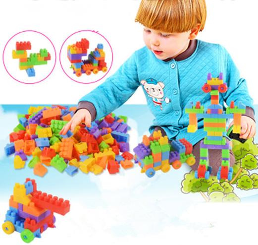 building blocks toy educational large particles puzzle DIY building blocks children assembling toys in PVC bag