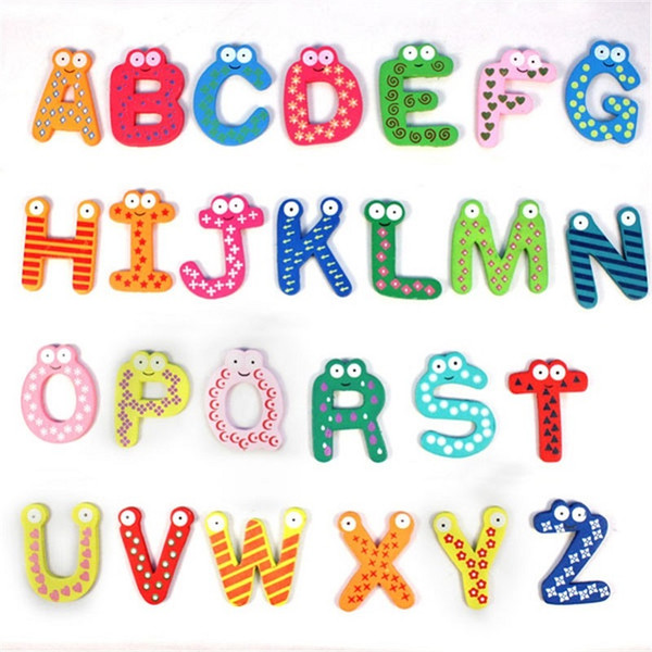 26 pcs wooden cartoon Alphabet A-Z Magnets child educational toy Learning Toys