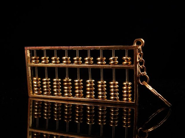 Wholesale Copper Crafted Gold Gilt Chinese Traditional Calculator Abacus Key chain 2