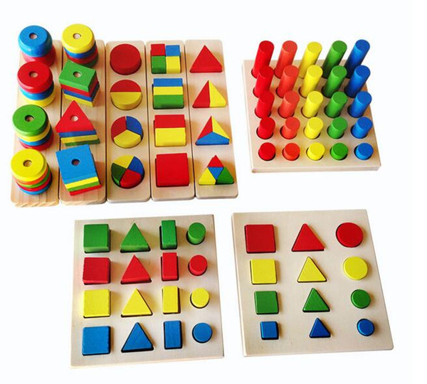 New arrival Montessori educational wooden toy early learning teaching toy colors and shapes cognition 8pcs a set