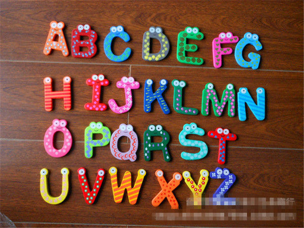 Magnet Wooden 26 Alphabet Letters Decor Cartoon Words Wood Crafts Home Refrigerator Decorations Kids Children Gifts K0138