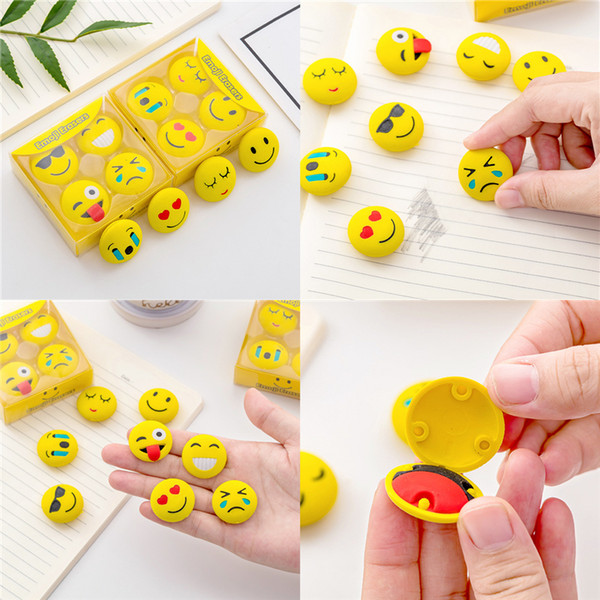 Cartoon Emoji Erasers Creative Cute Erasers 4pcs Suit Student Study Stationery For Children Learning Education Toys Gifts B283