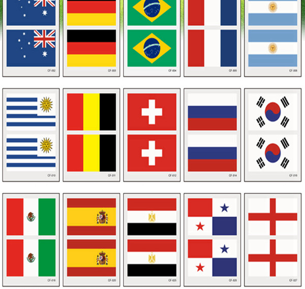 2018 World Cup National Banner Flags Tattoo Fans Face Body Sticker Arm Face Wrist Body Stickers DDA102