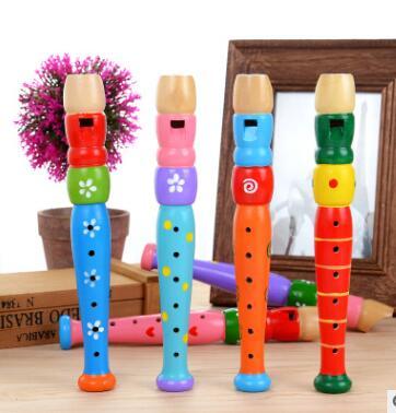 Colorful Fun Baby Kids Wooden Flute Whistle Musical Education Toys Portable Developmental Instrument