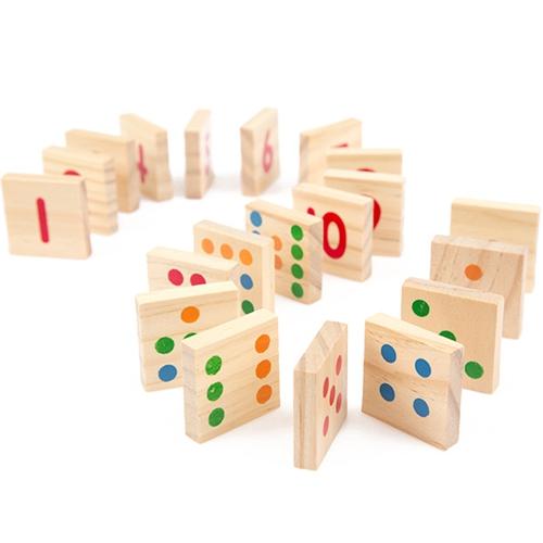 Montessori Domino Wooden Digital Matching Building Blocks Kids EducationalGeometric Assembly Matching Cognitive Blocks Toys