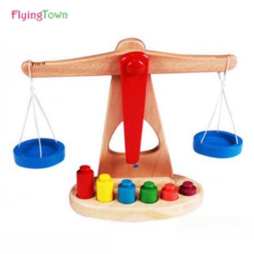 FlyingTown Montessori teaching aids balance scale baby balance game early education wooden puzzle children toys