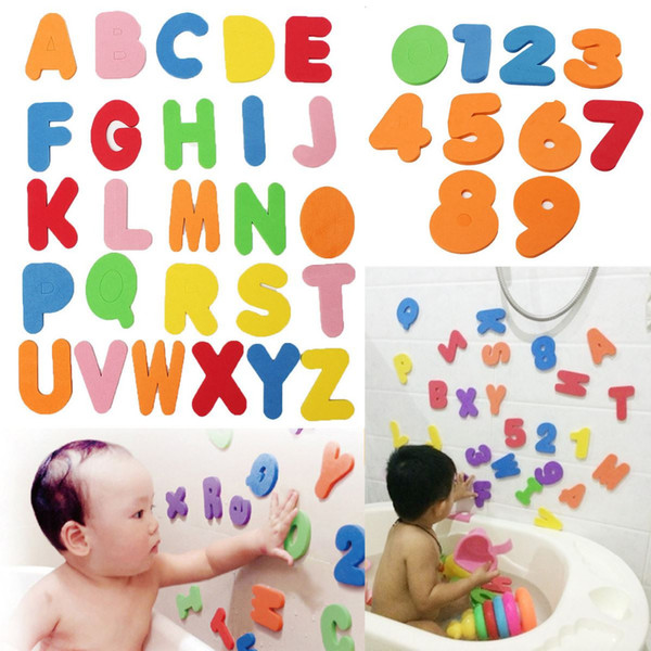 Bath Toys 36PCs Alphanumeric Letter Bath Puzzle Soft EVA Kids Baby Toys New Early Educational Kids Tool Bath Toy Funny Toy