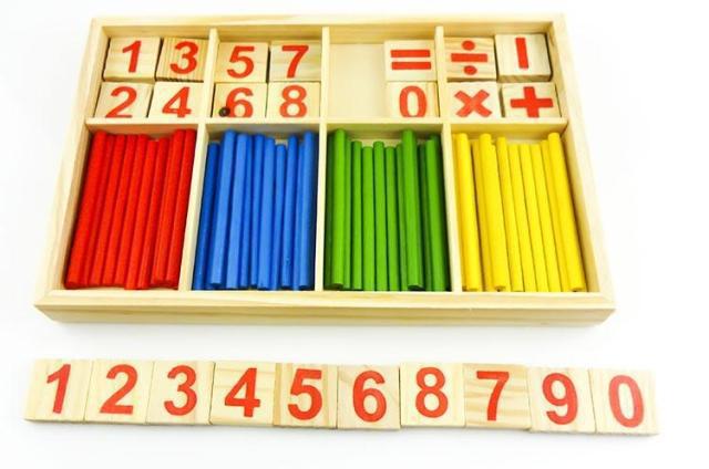 Montessori Wooden Number Math Game Sticks Box Educational Toy Puzzle Teaching Aids Set Materials