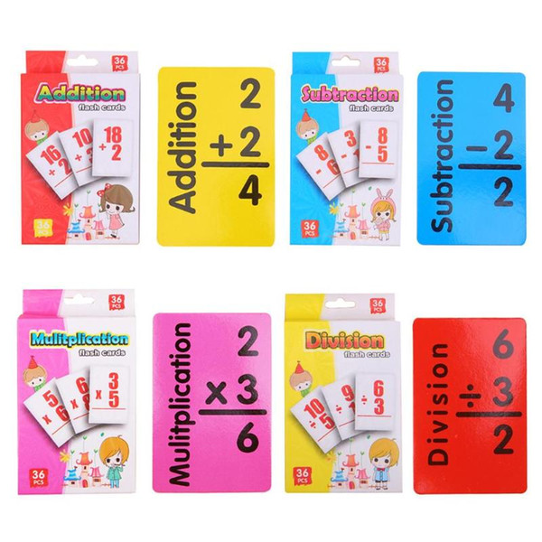 36pcs/set Baby Math Card English Learning Arithmetic Cards Early Education Toy Arithmetic Digital Card Early Education toys