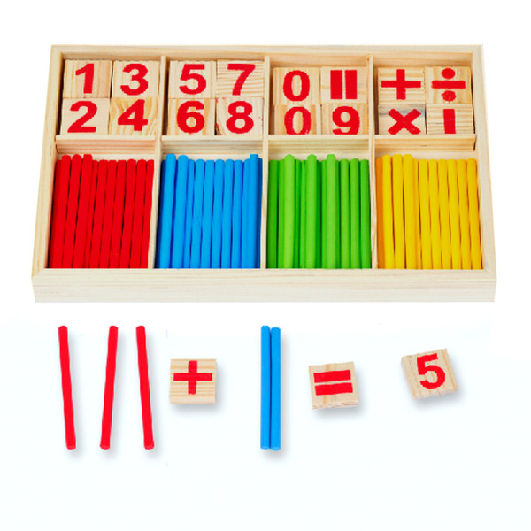 Montessori Wooden Number Math Game Sticks Box Kids Early Learning Educational Toy Puzzle Teaching Aids Set Material