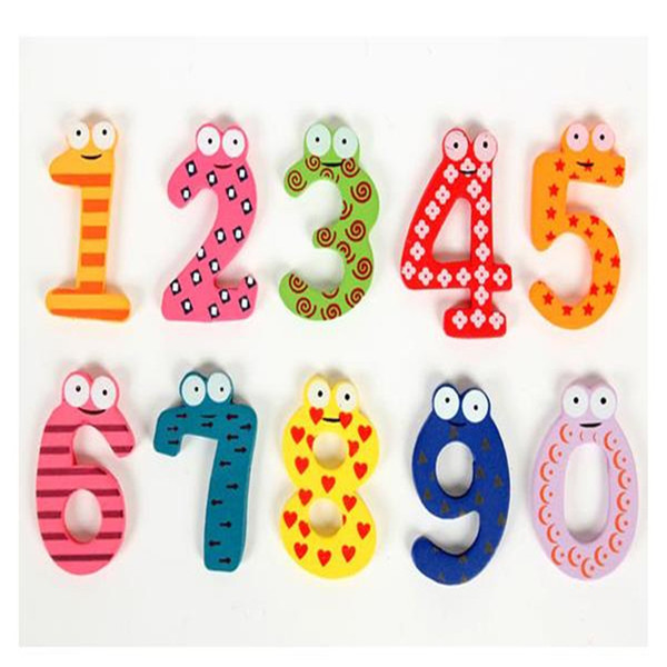 2017 New Arrival Hot Cartoon Cute 0-9 Wooden Number Fridge Magnet Kid Child Math Xmas Gift Toy