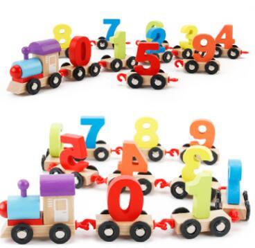 riginal Muwanzi Children's Block Number Train Colorful Educational Puzzle Wooden Train Kids Assembly Puzzle Toys