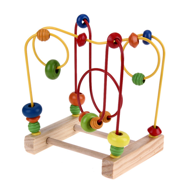 Wooden Baby Math Toys Counting Circles Bead Abacus Wire Maze Roller Coaster Around Beads Wire Maze Educational Toys