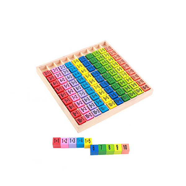 Multiplication Table Math Toys 10x10 Double Side Pattern Printed Board Colorful Wooden Figure Block Kids Educational Toys Kids Toys LA703