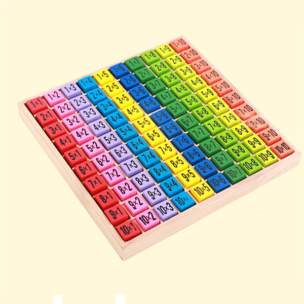 Multiplication Table Math Toys 10x10 Double Side Pattern Printed Board Colorful Wooden Figure Block Kids Educational Toys Kids Toys LA703-2