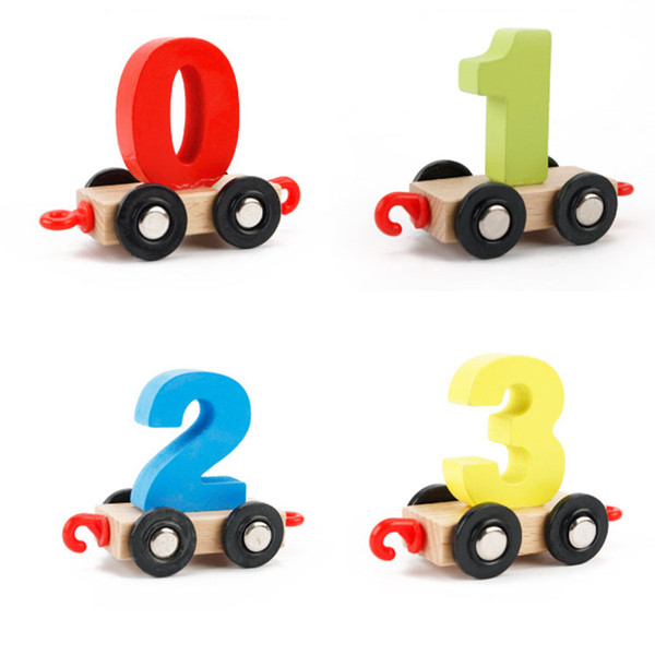 Baby Montessori Wood Train Model Toy Pattern 0~9 Figure Number Blocks Educational kids Wooden Toy children gifts