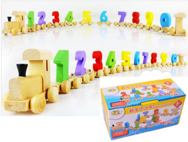 Mini Wood Train Toy Great Digital Number Wooden Train Figures Railway Kids Educational Toy Model Building Kits Toys c266