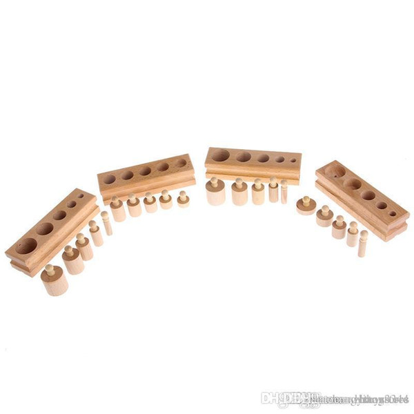 Montessori Educational Wooden Toys For Children Cylinder Socket Blocks Toy Baby Development Practice and Senses 4pc/1 set-P101