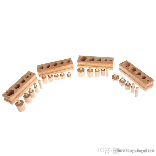 Montessori Educational Wooden Toys For Children Cylinder Socket Blocks Toy Baby Development Practice and Senses 4pc/1 set-P101